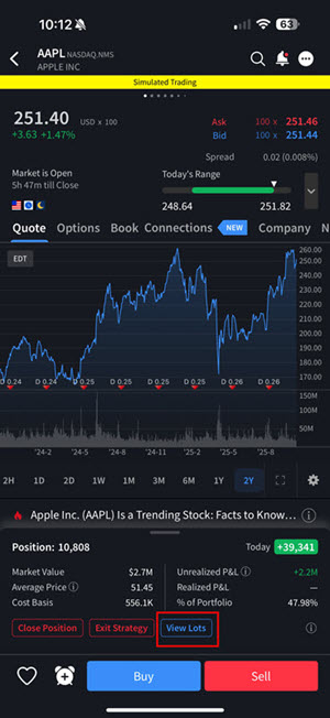 The view lots button on the iphone. 